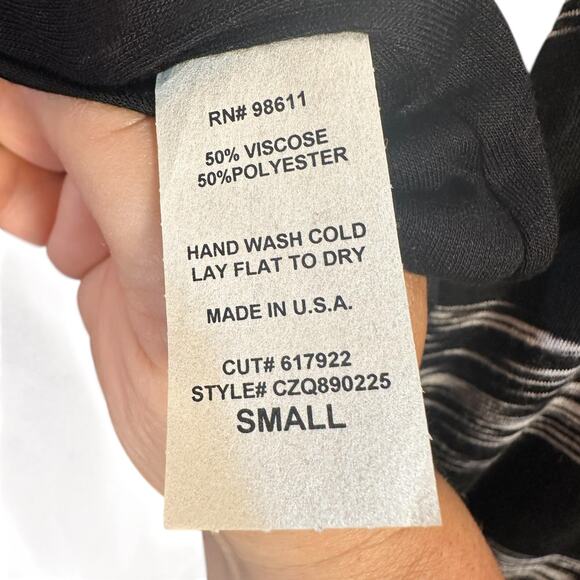 Striped Maxi Slip Dress Black White Small Lined Adjustable Long Boho City Chic - Picture 6 of 14